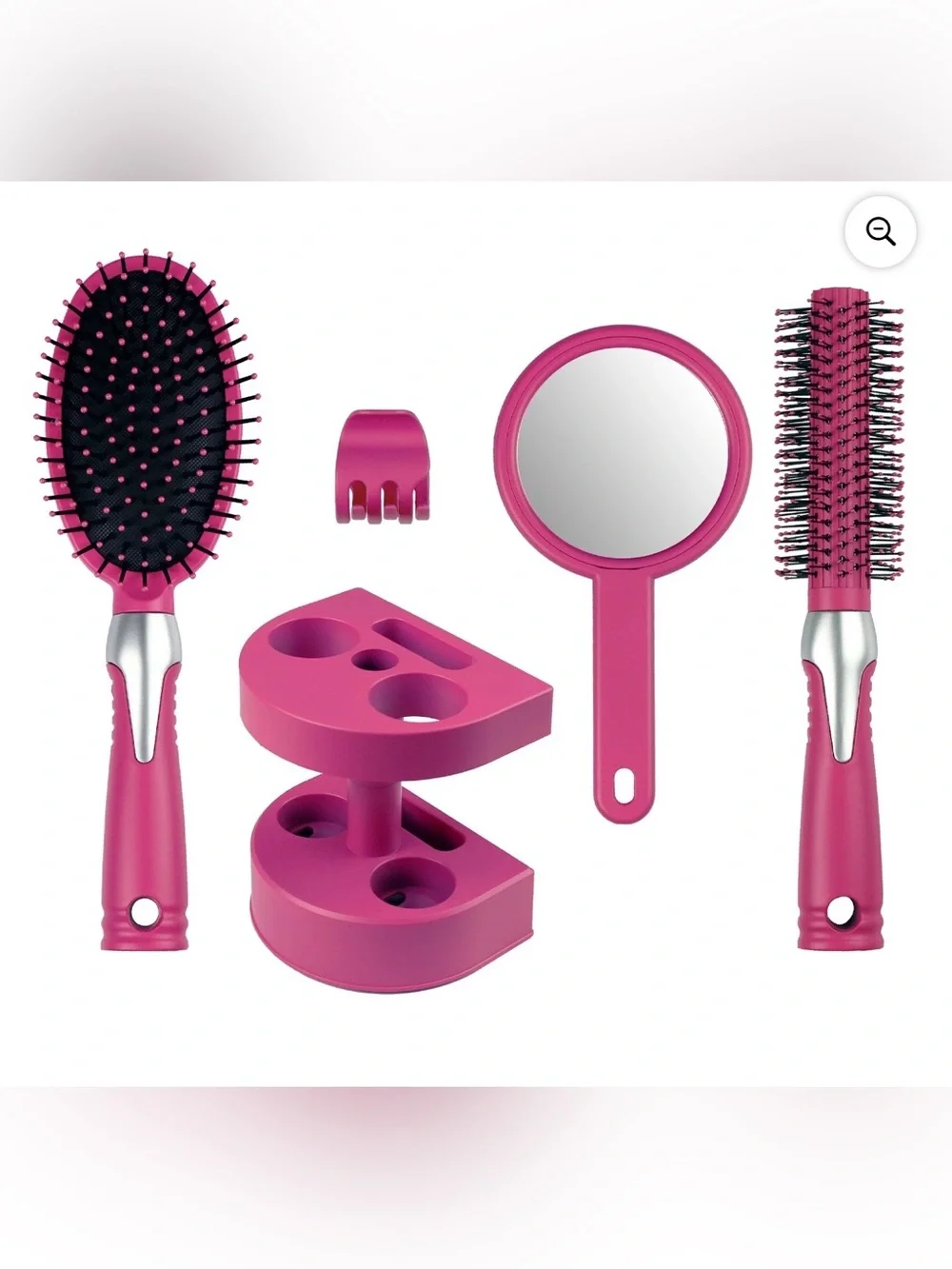 5-Piece Hair Brush Set, Adults and Teens, Pink